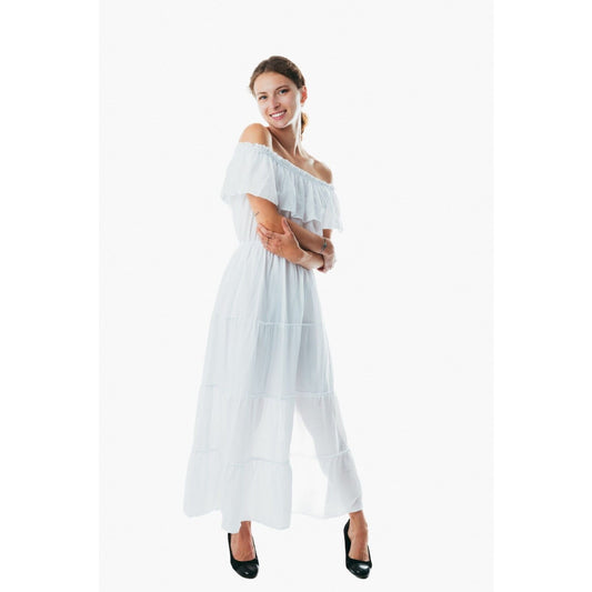 Womens Boho white Long Summer Holiday Beach Sundress Ladies Midi casual Dress