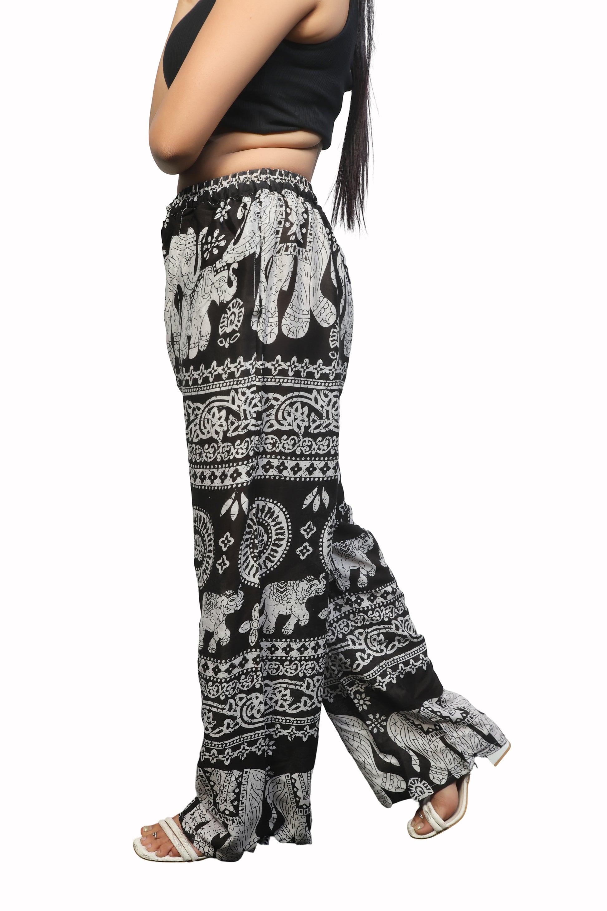 Black & white bamboo rayon Thai elephant pants/trousers for men and women