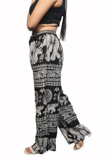 Black & white bamboo rayon Thai elephant pants/trousers for men and women