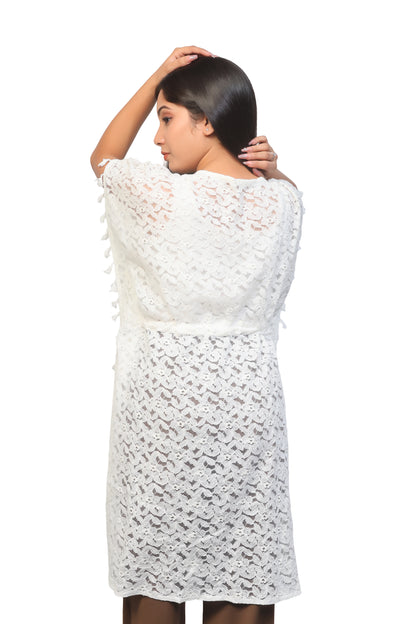 White fishnet seethrough dress for women's clothing