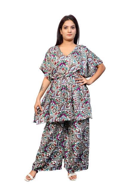 Kaftan and pants two-piece bathing suit/beachwear for women.