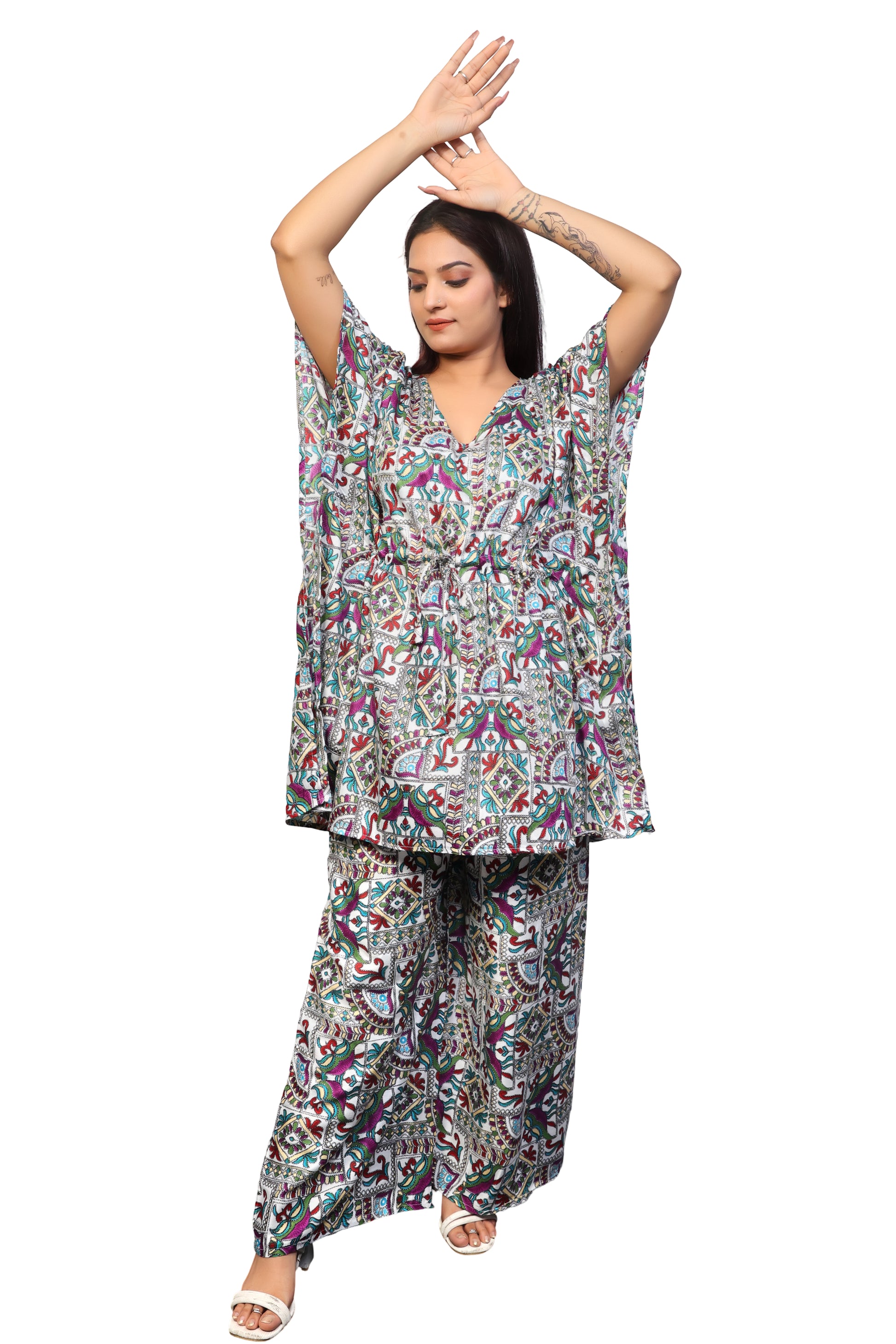 Kaftan and pants two-piece bathing suit/beachwear for women