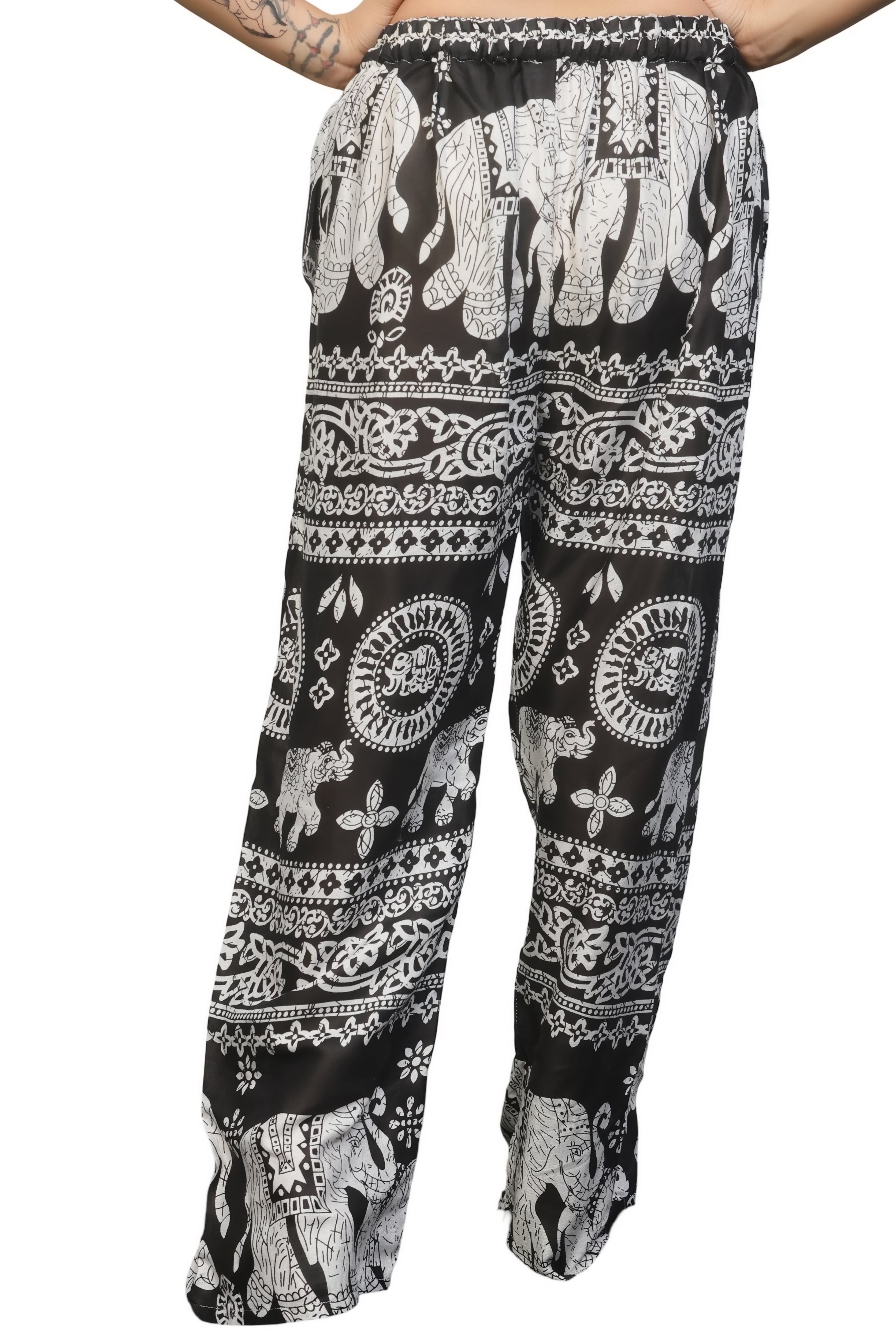 Black & white bamboo rayon Thai elephant pants/trousers for men and women