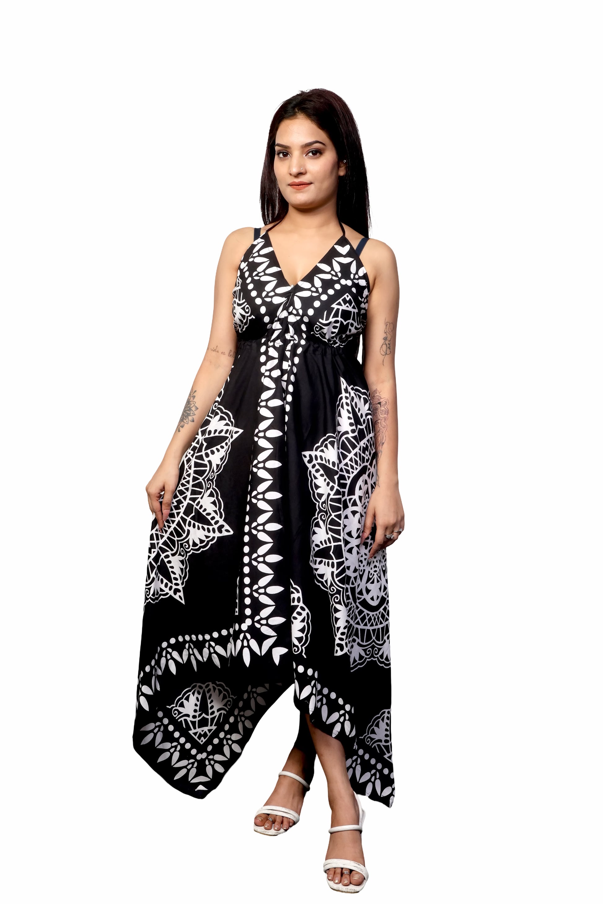 Summer white & black beach sundress/coverup outfits for women