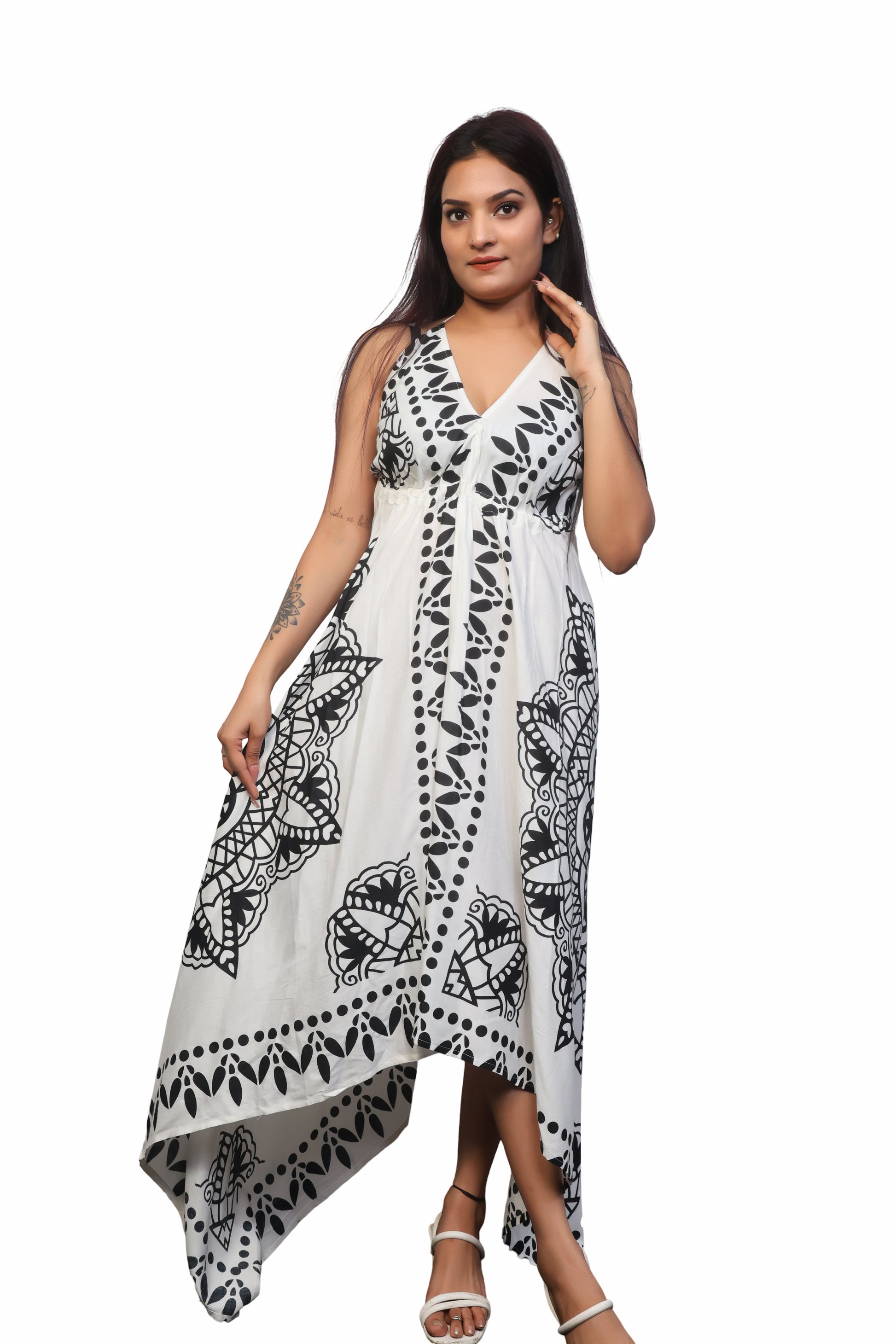 Summer white & black beach sundress/coverup outfits for women