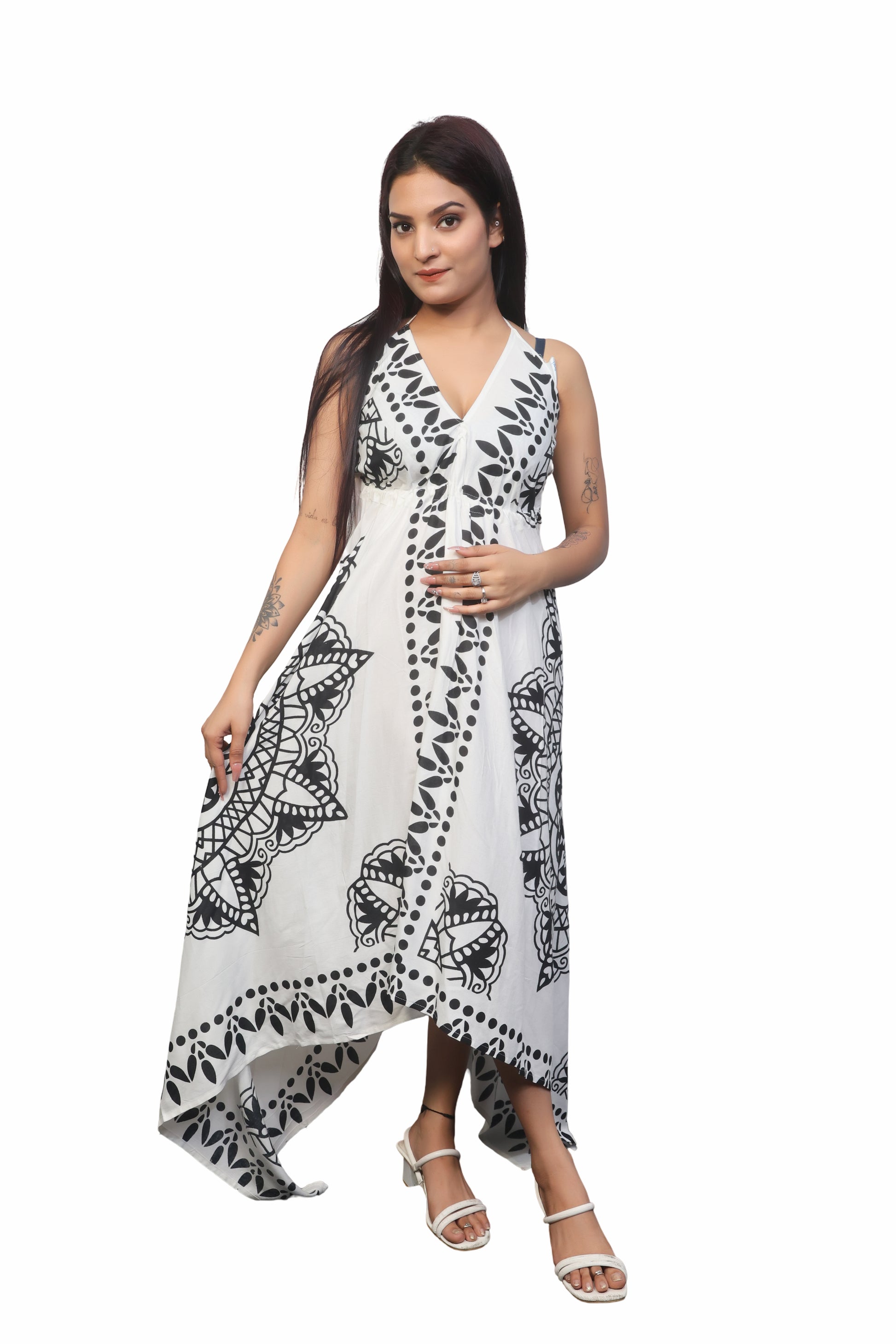 Summer white & black beach sundress/coverup outfits for women