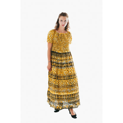 Colorful peasant maxi dress short sleeve off shoulder boho summer floral tie dye