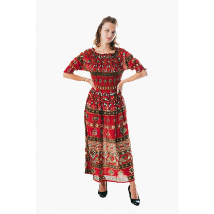 Colorful peasant maxi dress half sleeve off shoulder boho summer floral blue