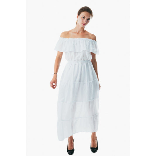 Womens Boho white Long Summer Holiday Beach Sundress Ladies Midi casual Dress