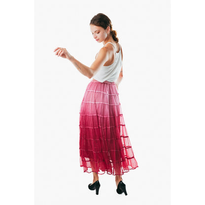 Summer Elastic Waist blue maxi Skirt Cotton color Casual Loose A-line Pleated
