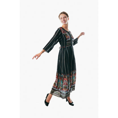 Women's Floral Maxi Dress Summer Beach 3/4Sleeve Long Boho Sundress casual wear