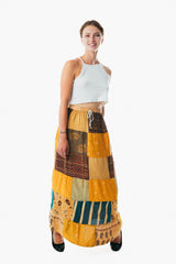 Boho Patchwork Rayon Maxi Skirt