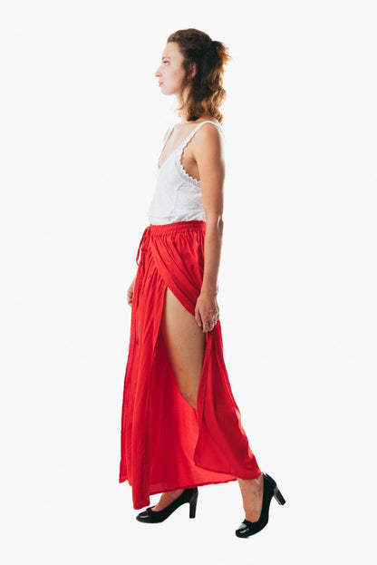 Boho Beach Wrap Pants with Open Leg Split