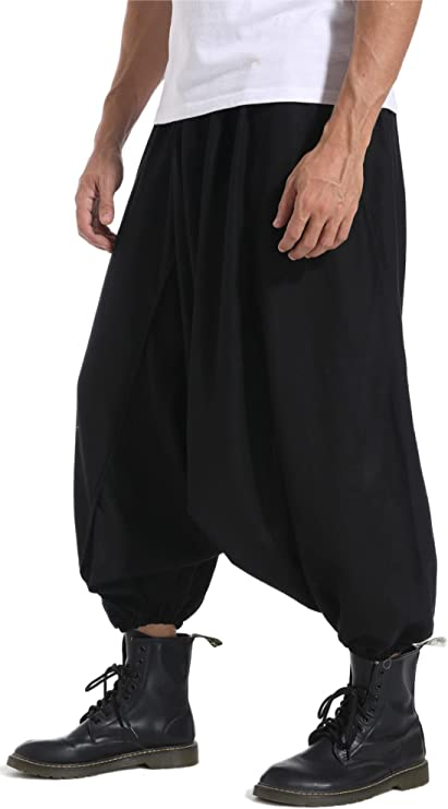Cotton aladdin harem balloon genie loose pants and trousers for men and women