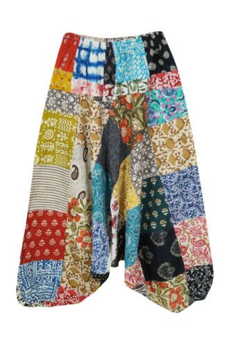 Unisex patchwork cotton harem pajama pants balloon trouser for men and women