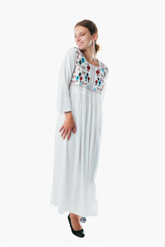 Long Cotton-Lined Kaftan Dress with Pockets