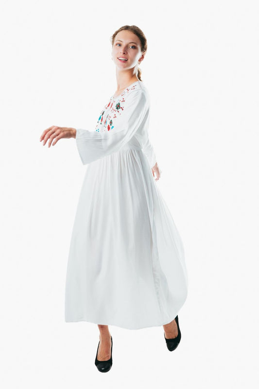 Long Cotton-Lined Kaftan Dress with Pockets