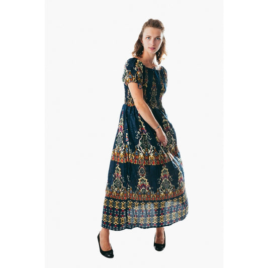 Colorful peasant maxi dress short sleeve off shoulder boho summer floral argyle