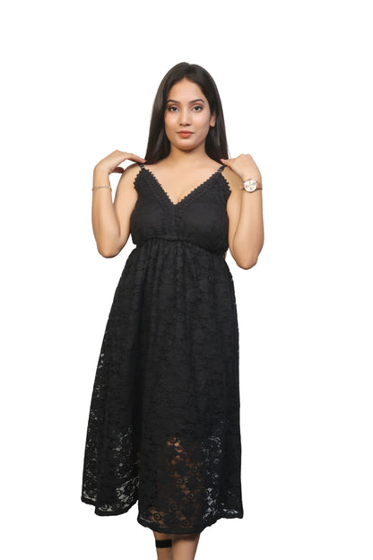 Black maxi evening babydoll dress for women with straps