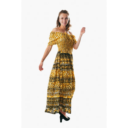 Colorful peasant maxi dress short sleeve off shoulder boho summer floral tie dye