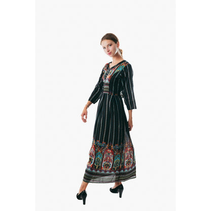 Women's Floral Maxi Dress Summer Beach 3/4Sleeve Long Boho Sundress casual wear
