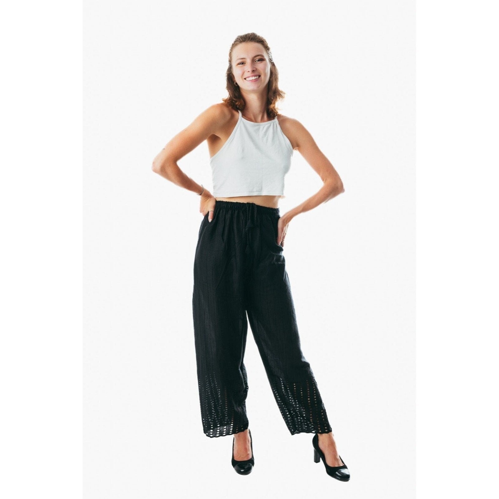 Women black pants boho hippie aladdin alibaba harem straight pants one size trou