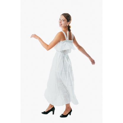Womens Boho white Long Summer Holiday Beach Sundress Ladies Midi Strappy Dress