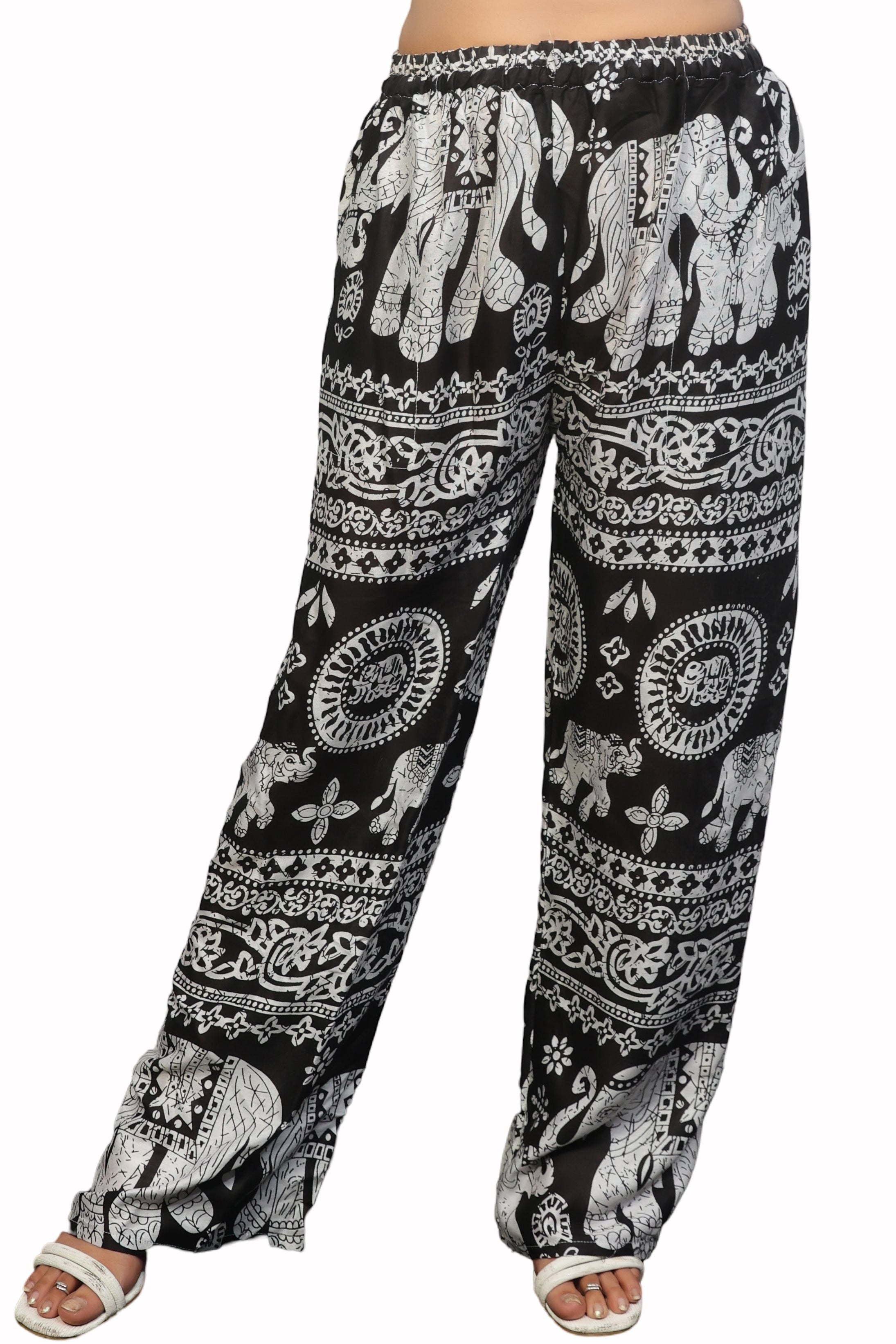 Black & white bamboo rayon Thai elephant pants/trousers for men and women