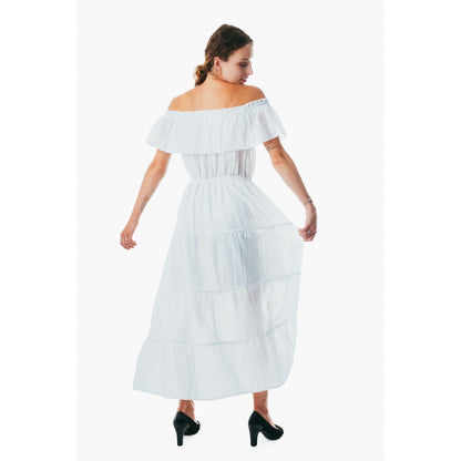 Womens Boho white Long Summer Holiday Beach Sundress Ladies Midi casual Dress