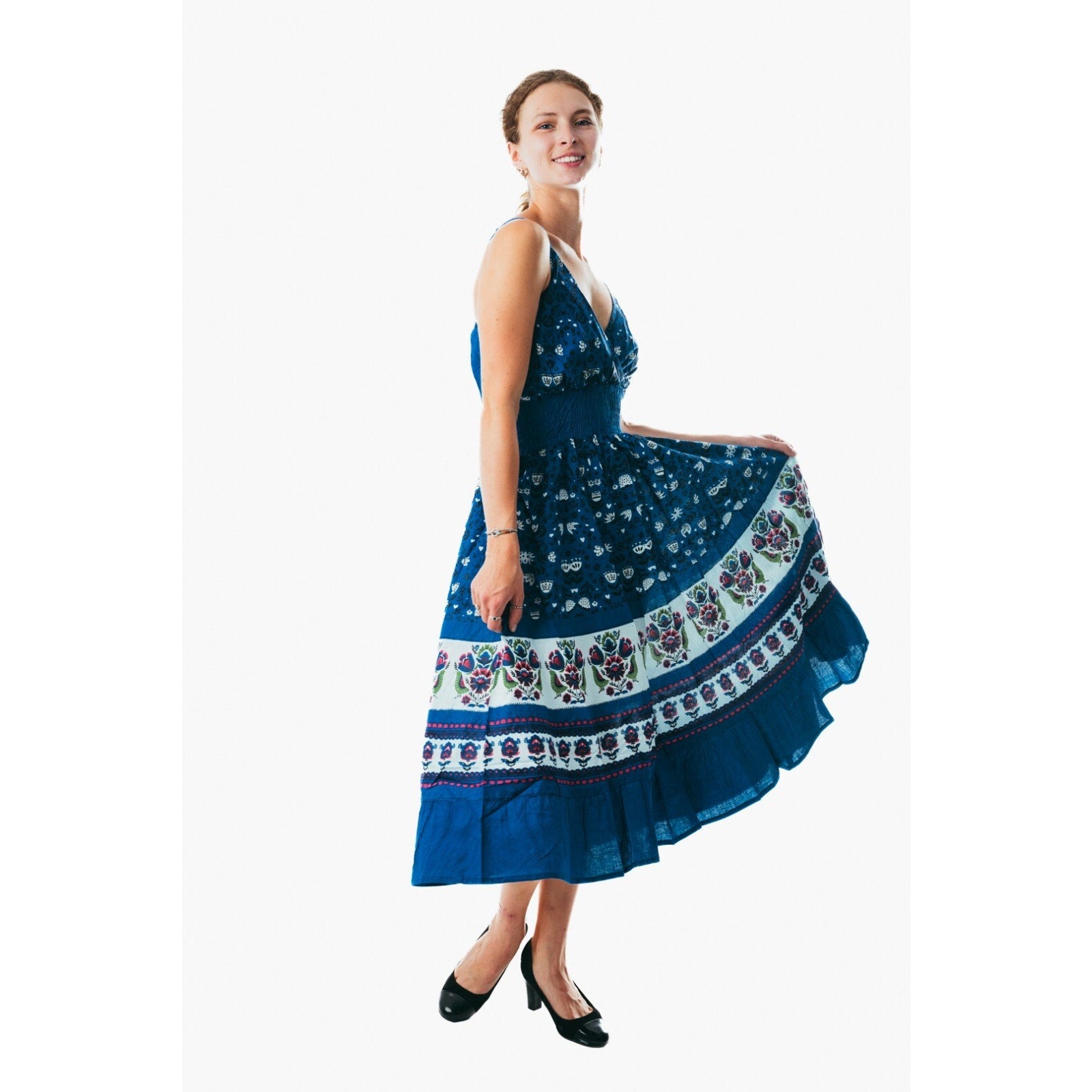 Sexy Spaghetti Strap royal blue Midi Dress