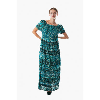 Colorful peasant maxi dress short sleeve off shoulder boho summer floral tie dye