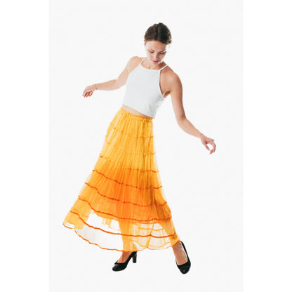 Summer Elastic Waist blue maxi Skirt Cotton color Casual Loose A-line Pleated