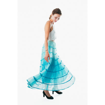 Summer Elastic Waist blue maxi Skirt Cotton color Casual Loose A-line Pleated