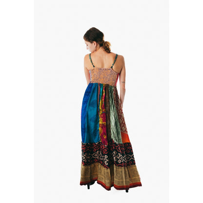 Boho Hippie Patchwork Spaghetti Strap Long summer gypsie midi color Dress