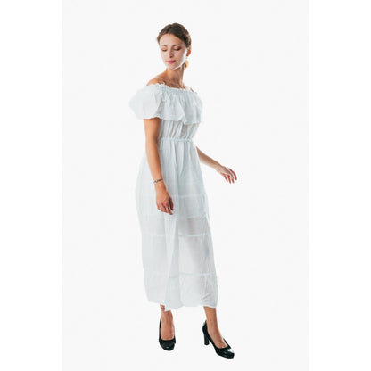 Womens Boho white Long Summer Holiday Beach Sundress Ladies Midi casual Dress