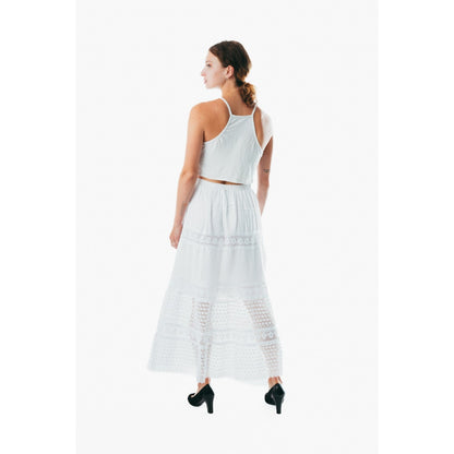 Flowy white a line maxi skirt frock wrap for ladies