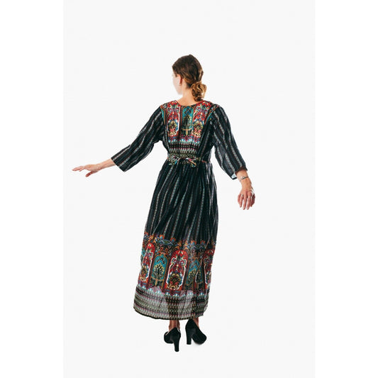 Women's Floral Maxi Dress Summer Beach 3/4Sleeve Long Boho Sundress casual wear